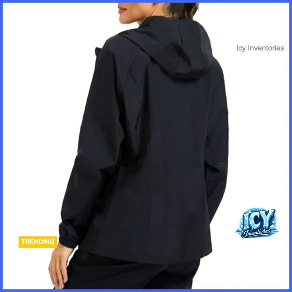 Waterproof Polyester Rain Jacket with Hood Packable for Hiking Travel